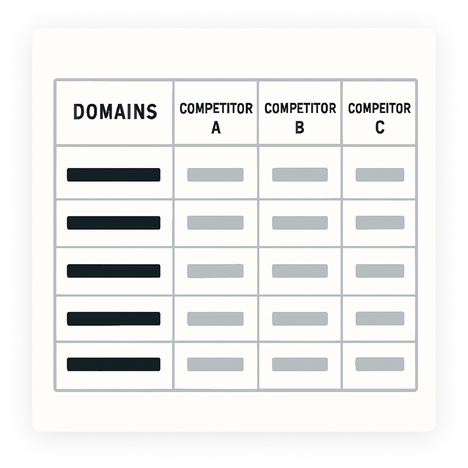 Spot Domains Linking to Multiple Competitors